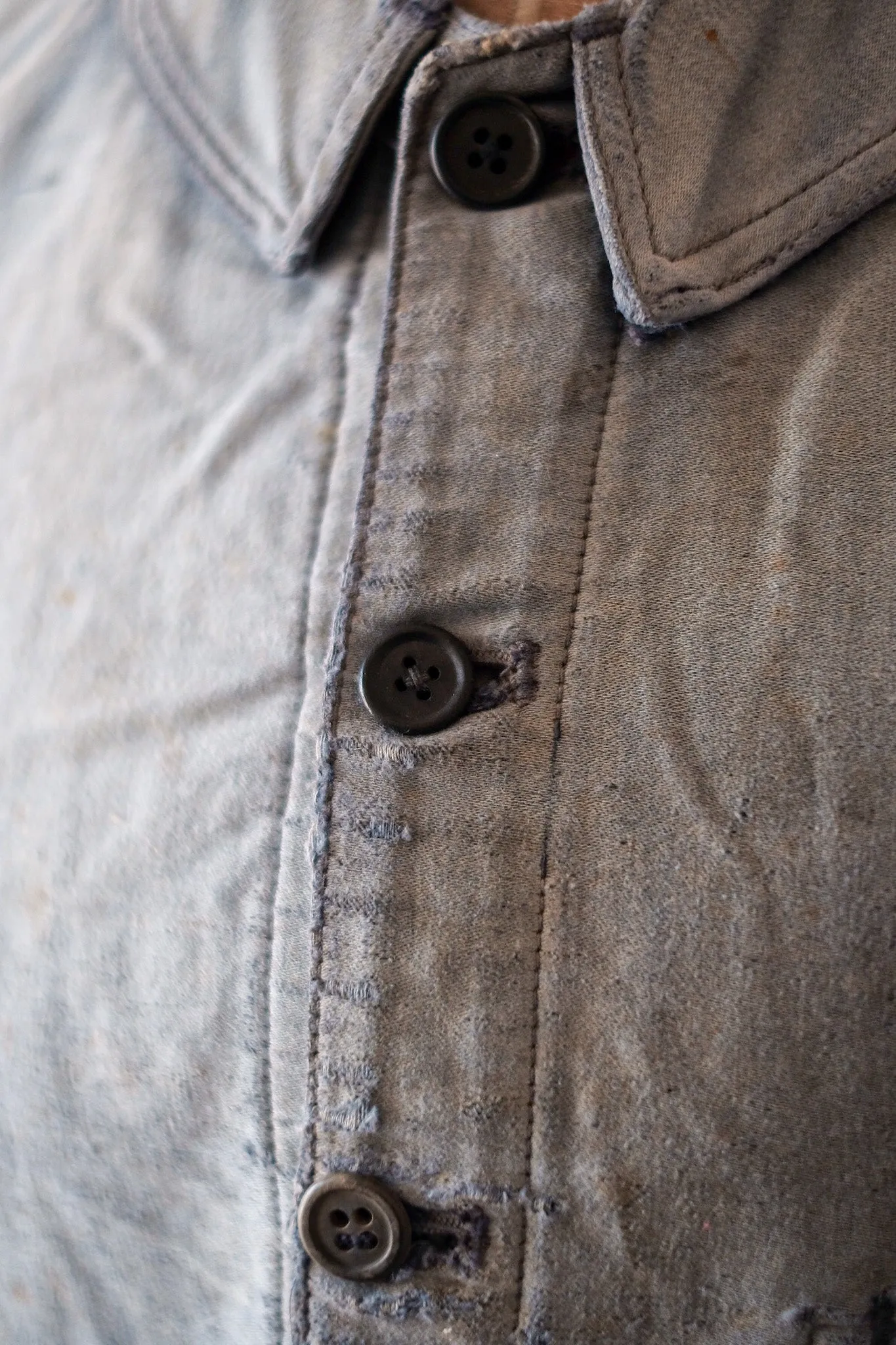 [~ 30's] Veste de travail de moleskin bleu vintage française 