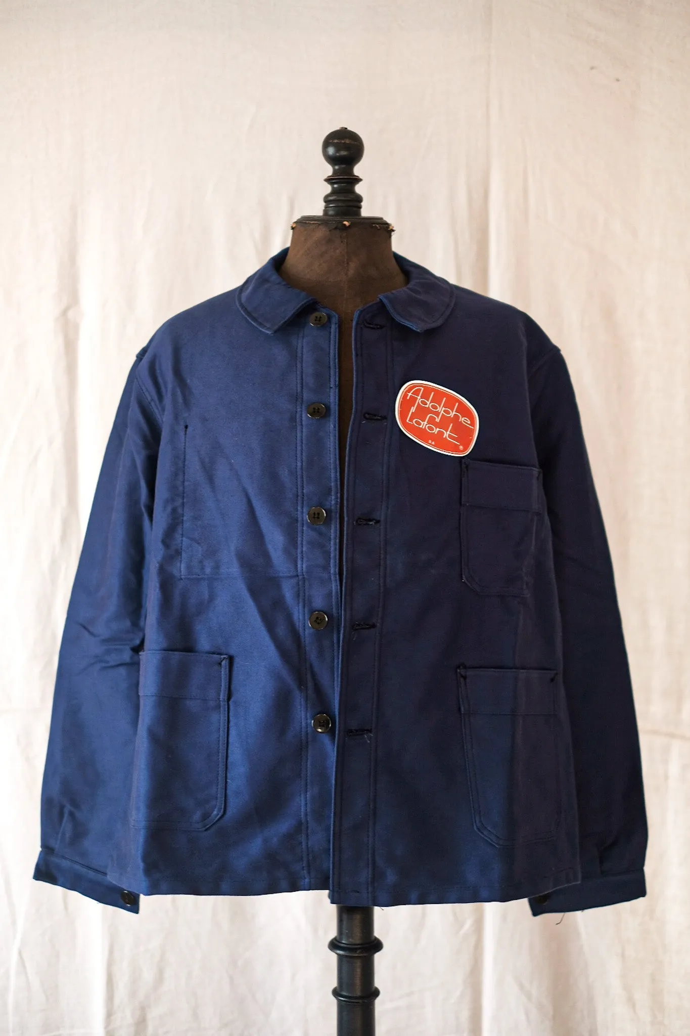 [~ 50's] Veste de travail de moleskin bleu vintage française 