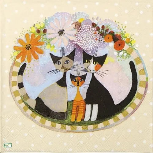 2 paper napkins - cats - 115