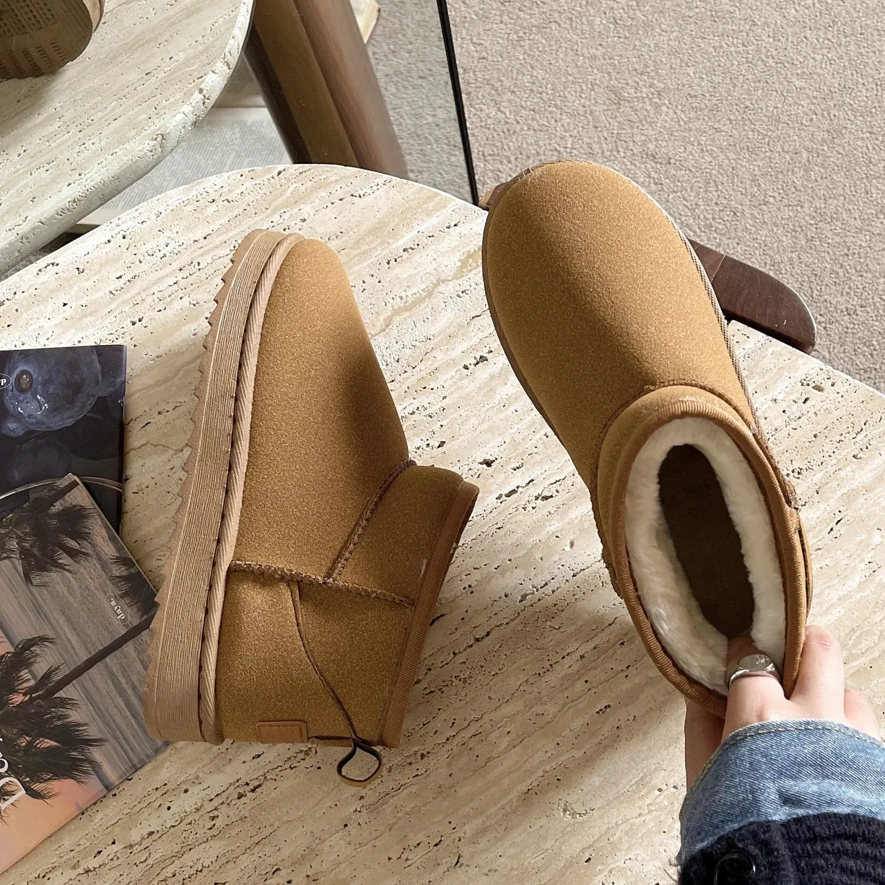 Amy - Bottes d'hiver doublées antidérapantes à semelle haute