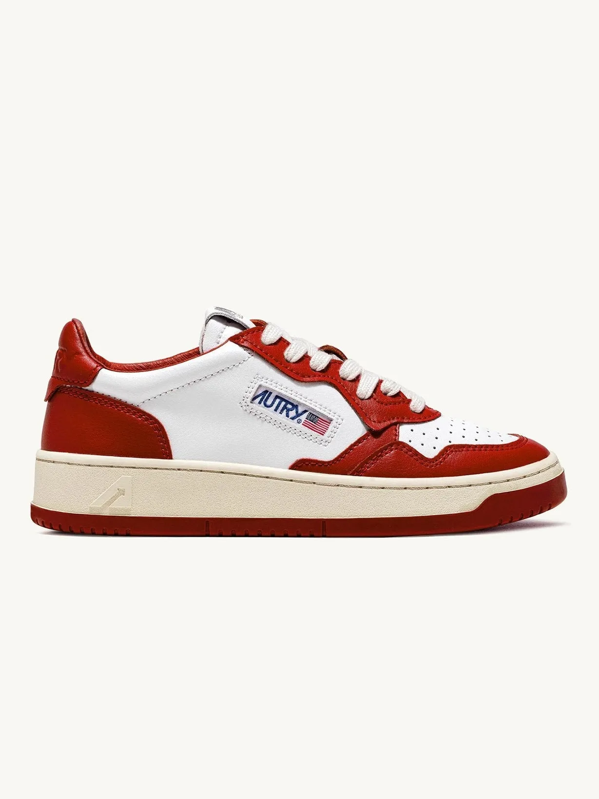 Autry 01 - Sneakers Medalist Low Man Leather/Leather - White/Red