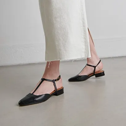 Ballerines à boucles ajustables en vernis et cuir noirs pour Femme | Jonak