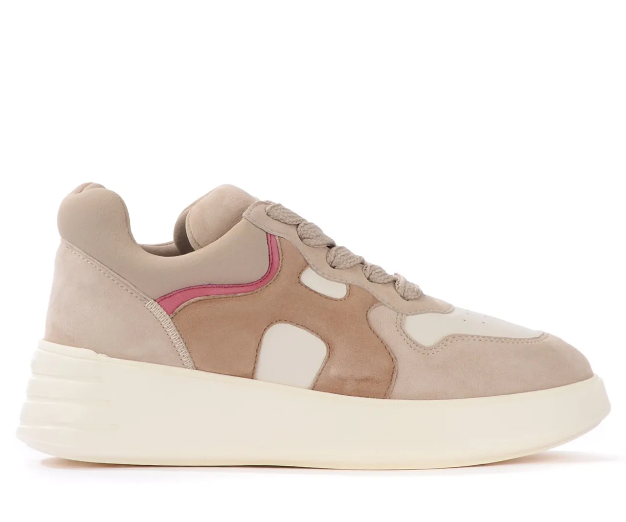 Baskets Hogan Rebel en daim beige et marron