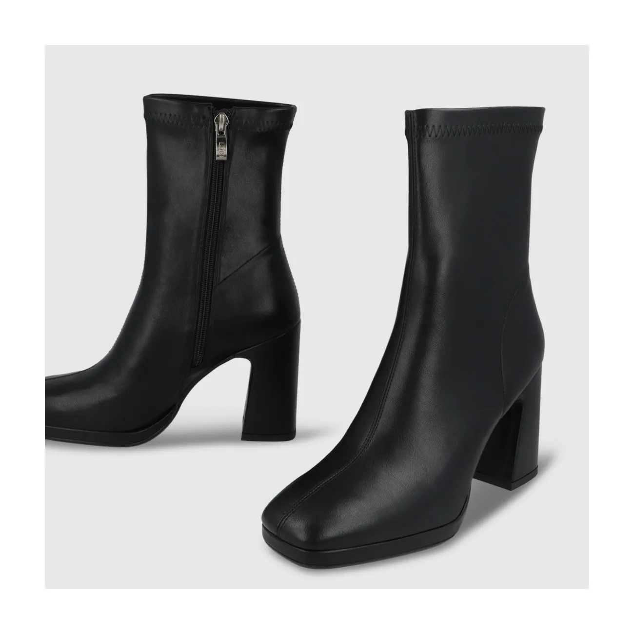 Bottines à talons femme simili cuir élastique noir | LODI Chaussures femme en ligne.