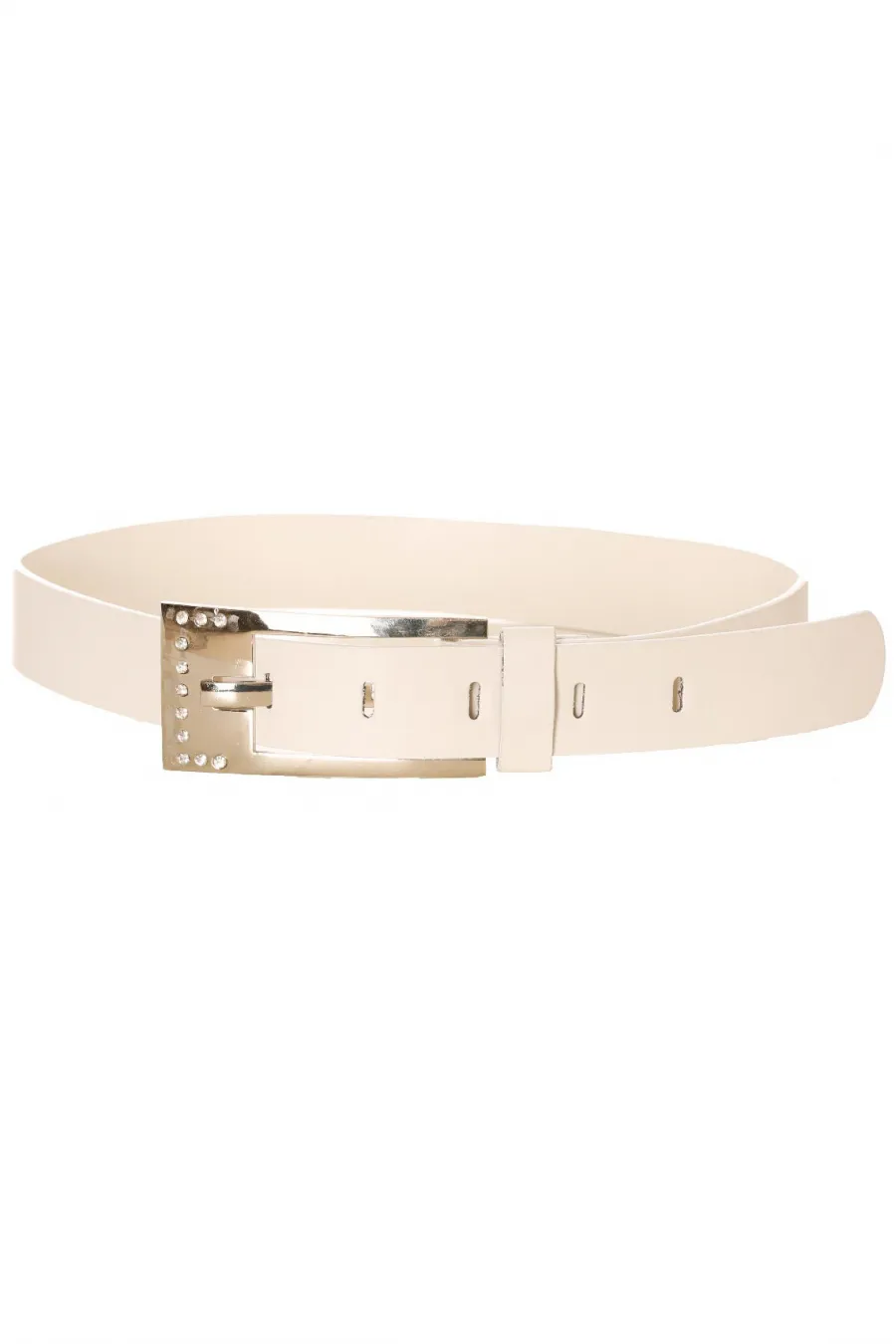 Ceinture blanc, boucle rectangle à strass. BG-0237