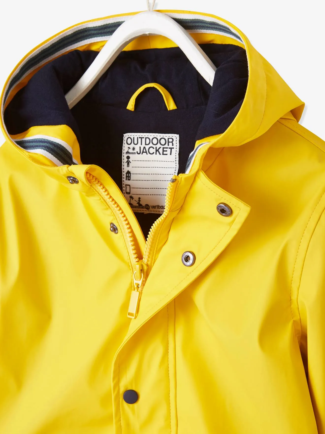 Yellow Boys' Hooded Marine-Inspired Raincoat - Vertbaudet