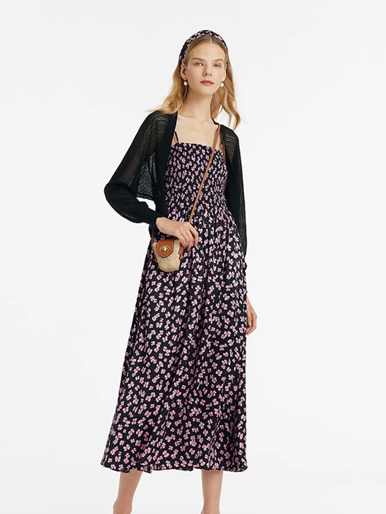 Ensemble deux pièces avec robe longue à bretelles fines et cardigan tr