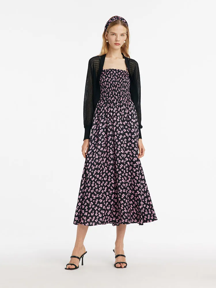 Ensemble deux pièces avec robe longue à bretelles fines et cardigan tr