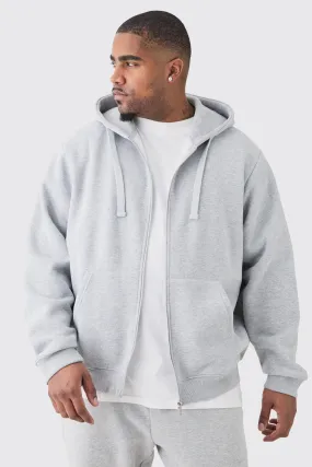 Plus Size Hooded Sweatshirt with Basic Zipper.