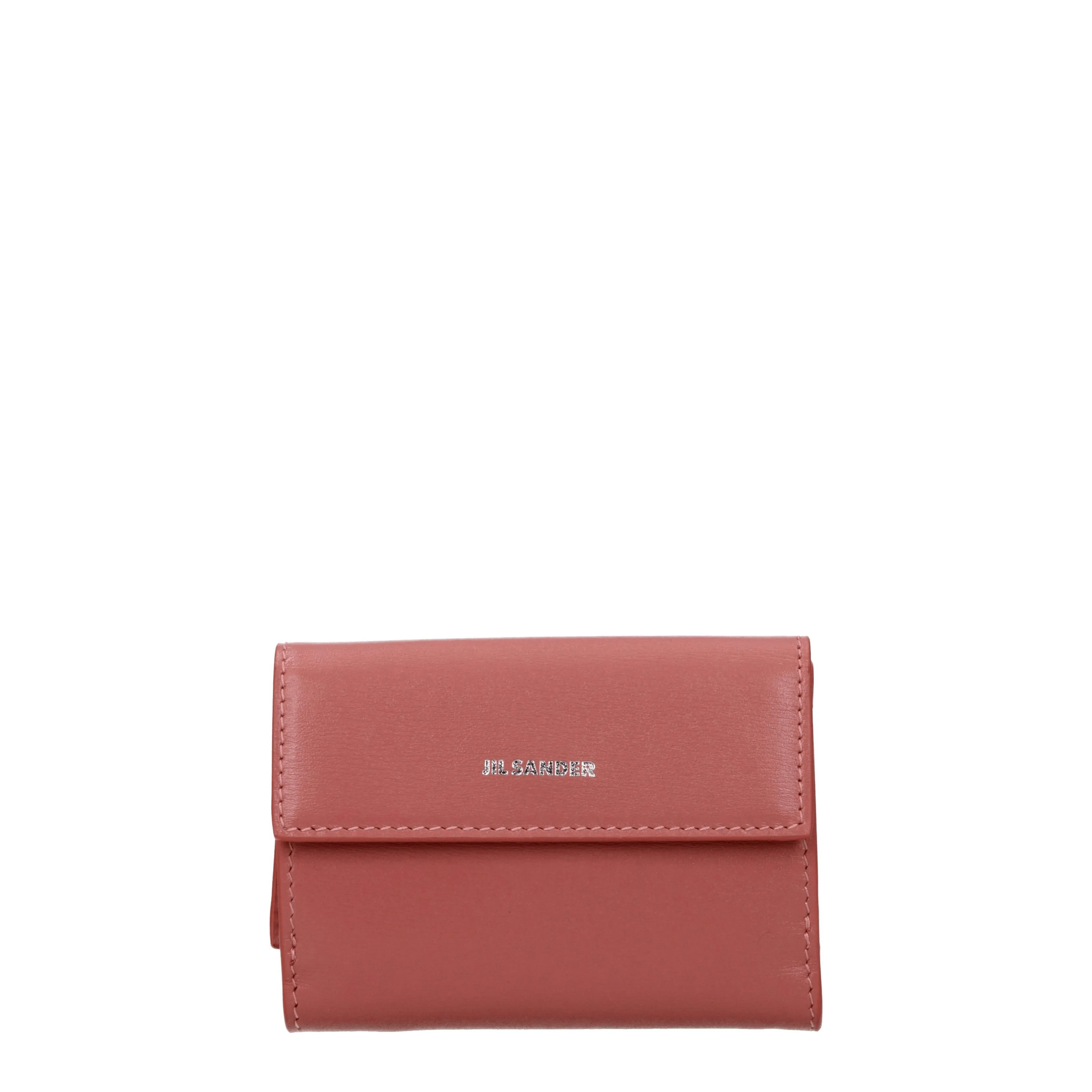JIL SANDER Portefeuilles femmes en cuir rose / carmine
