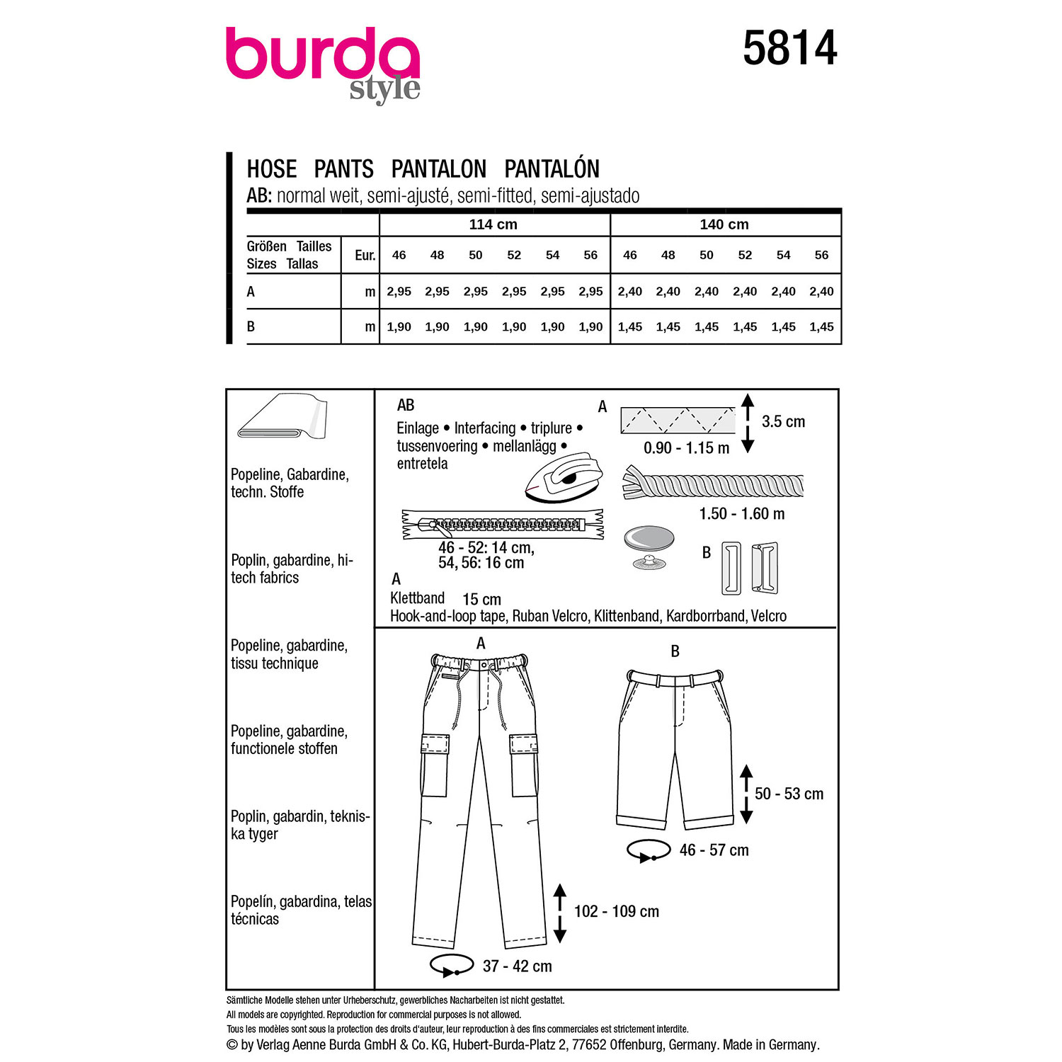 Pantalon | Burda 5814 | 46-56
