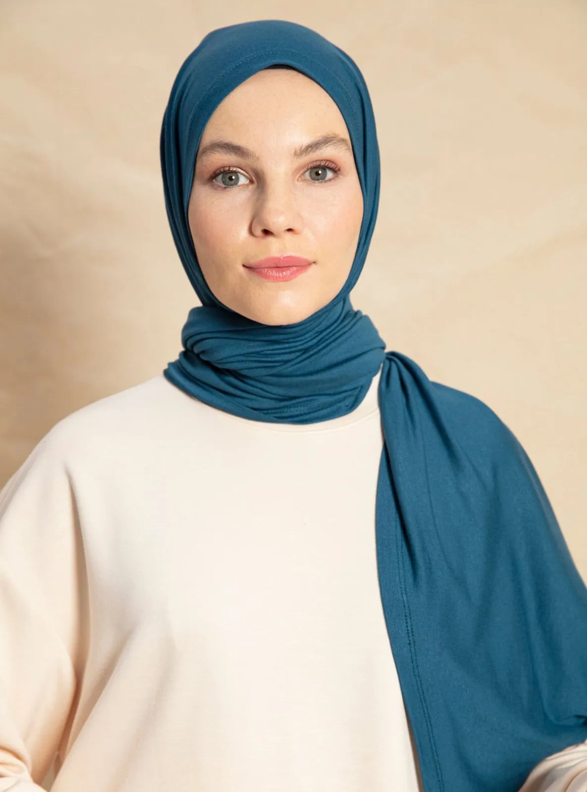 Petrol - Plain - - Jersey - Shawl