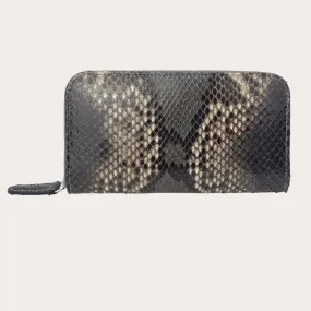 Portefeuille en cuir python zippé pour femme