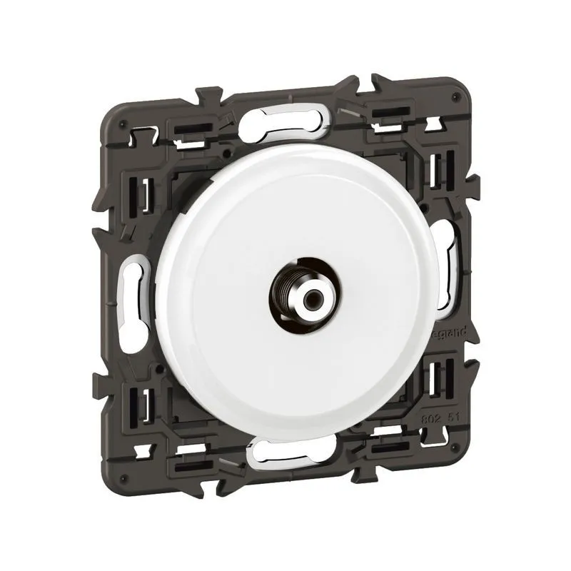 Prise TV simple type F à visser Céliane - enjoliveur Blanc et support (CX0380)