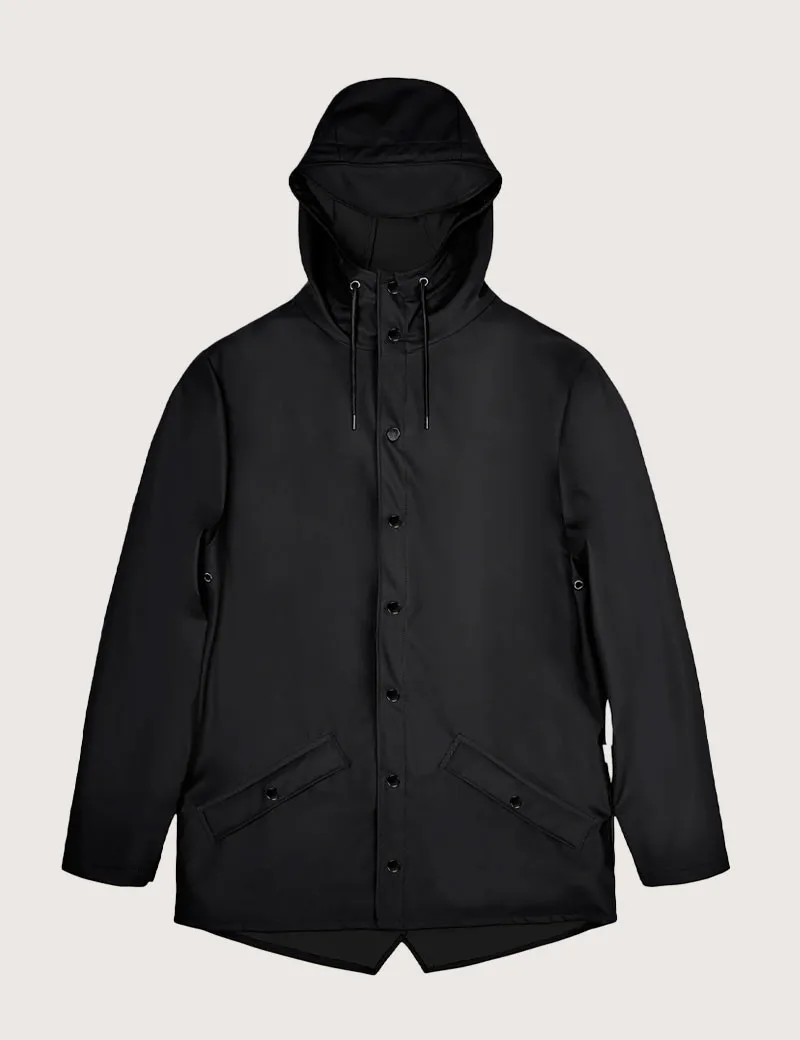 Rains Short Waterproof Unisex Jacket in Black W3