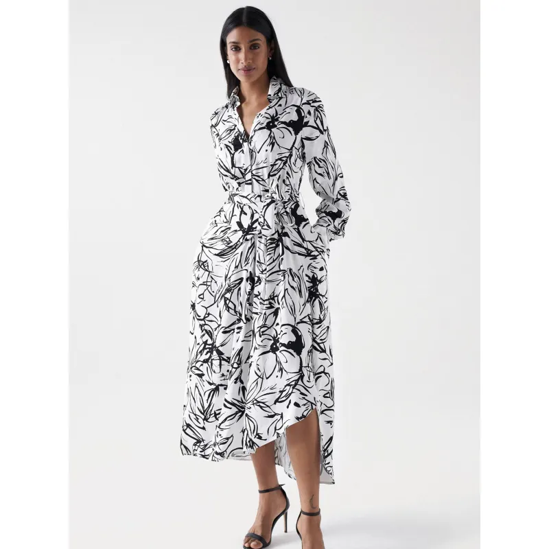 Robe midi imprimés lin callie kaki femme - Only | wimod