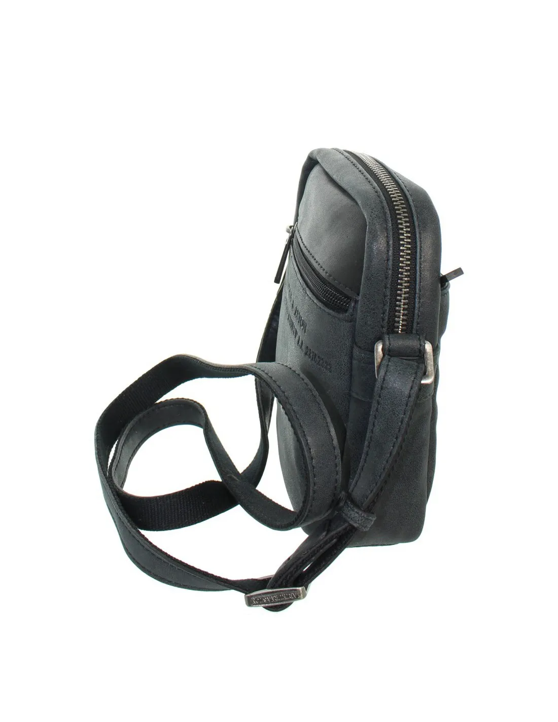 Sacoche bandoulière Arthur et Aston en cuir ref 42572 A Noir 18*20*6