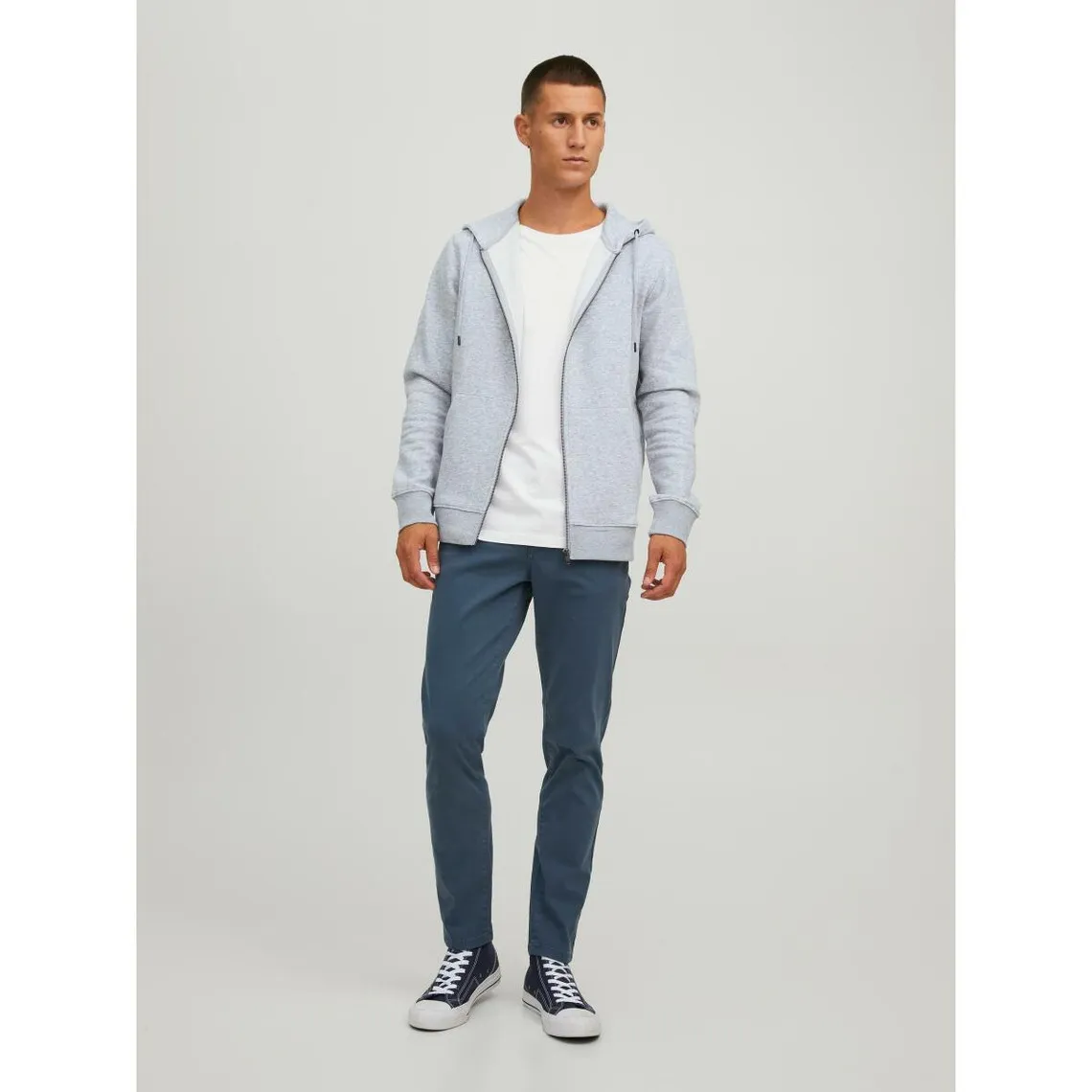 Sweat à capuche zippé Relaxed Fit Manches longues Gris Clair en coton | 3 Suisses
