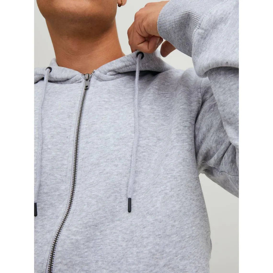 Sweat à capuche zippé Relaxed Fit Manches longues Gris Clair en coton | 3 Suisses