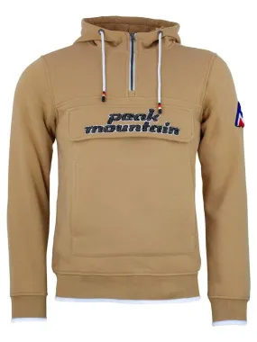 Sweat capuche homme Peak Mountain couleur marron caramel