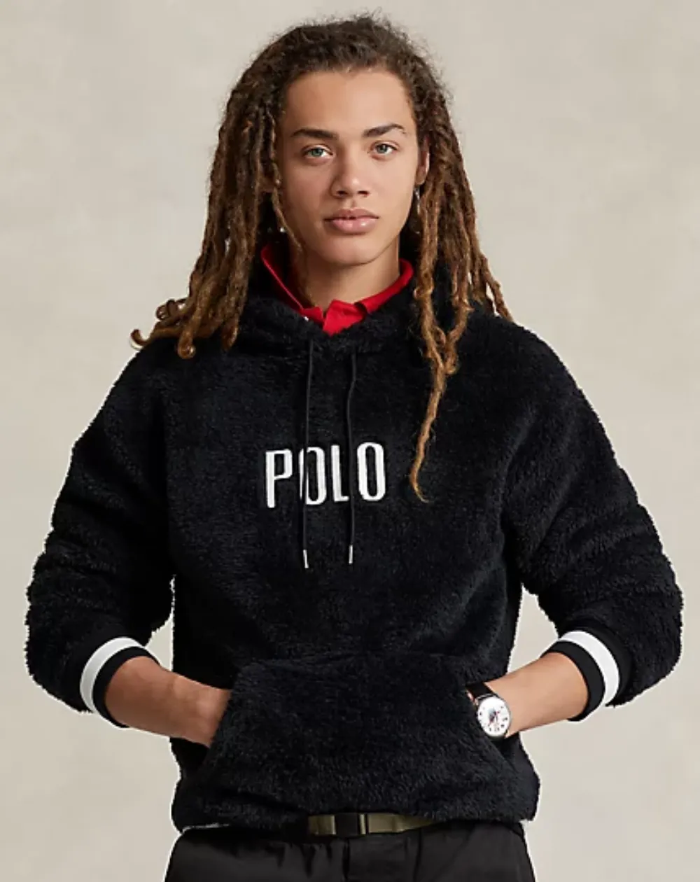 Sweat à capuche unisexe Ralph Lauren noir XS