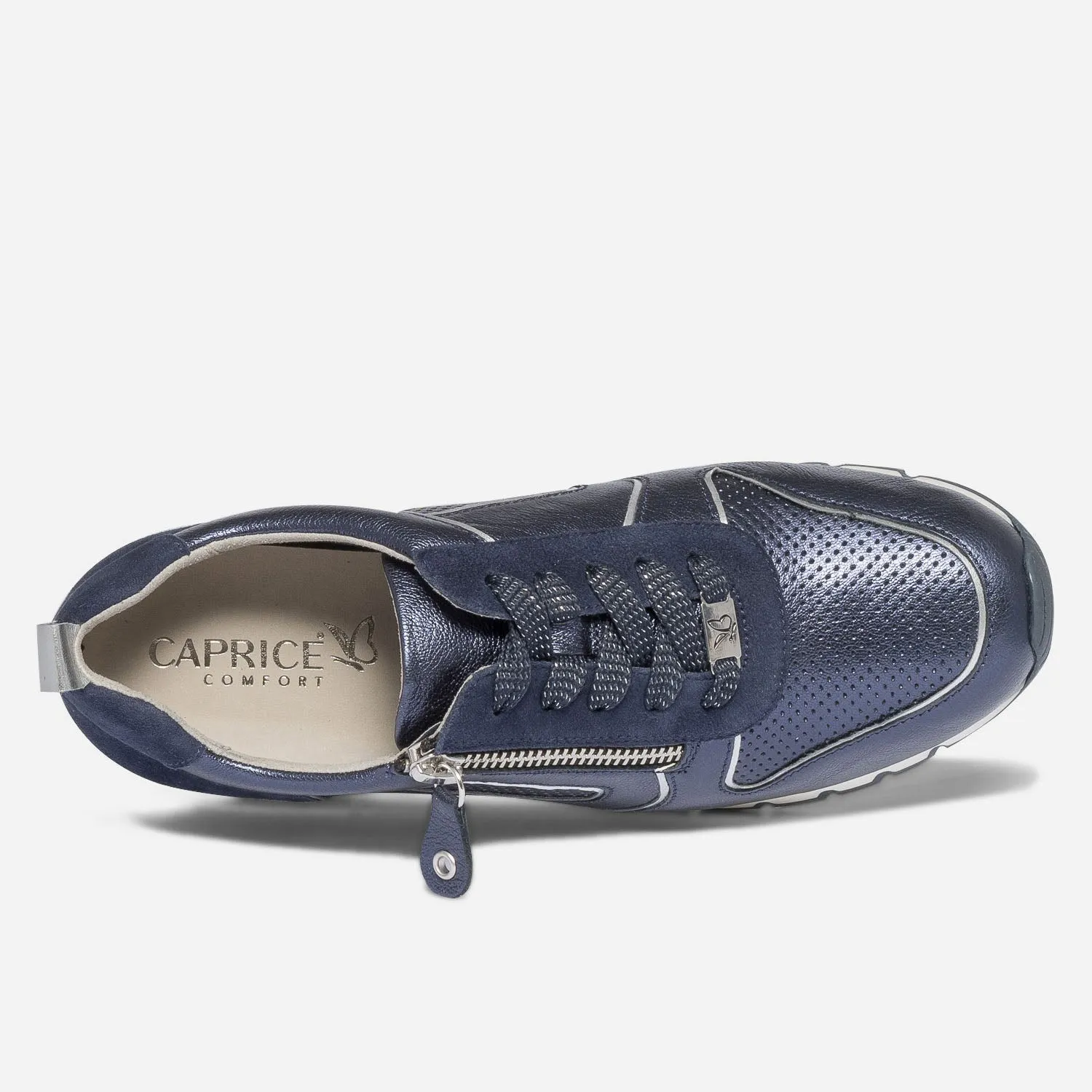 Perforated Metallic Navy CAPRICE Trainers - Women's Sneakers/Tennis | ERAM