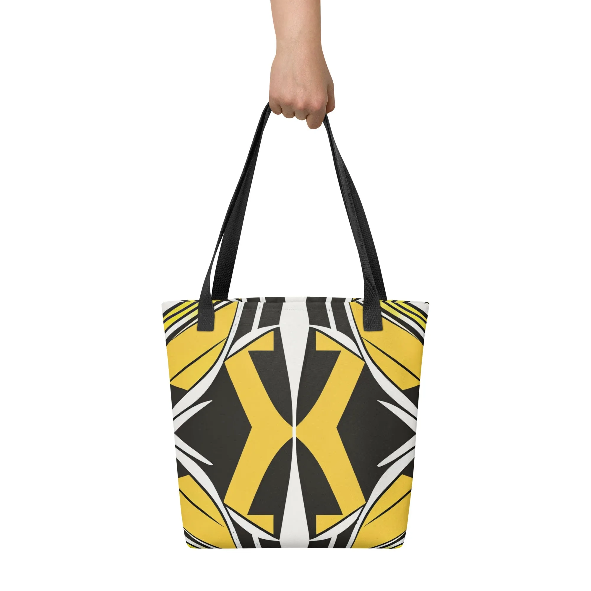 Tote bag Motif jaune, noir et blanc
