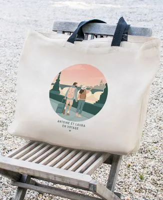 Tote bag Personnalisé pour Couple en Voyage