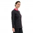 Womens Long Sleeve Elbax Black/Fuschia Kitchen Jacket - ROBUR