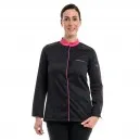 Womens Long Sleeve Elbax Black/Fuschia Kitchen Jacket - ROBUR