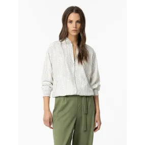Woman's Beige White Birch Leesa Bomber Jacket - Tiffosi